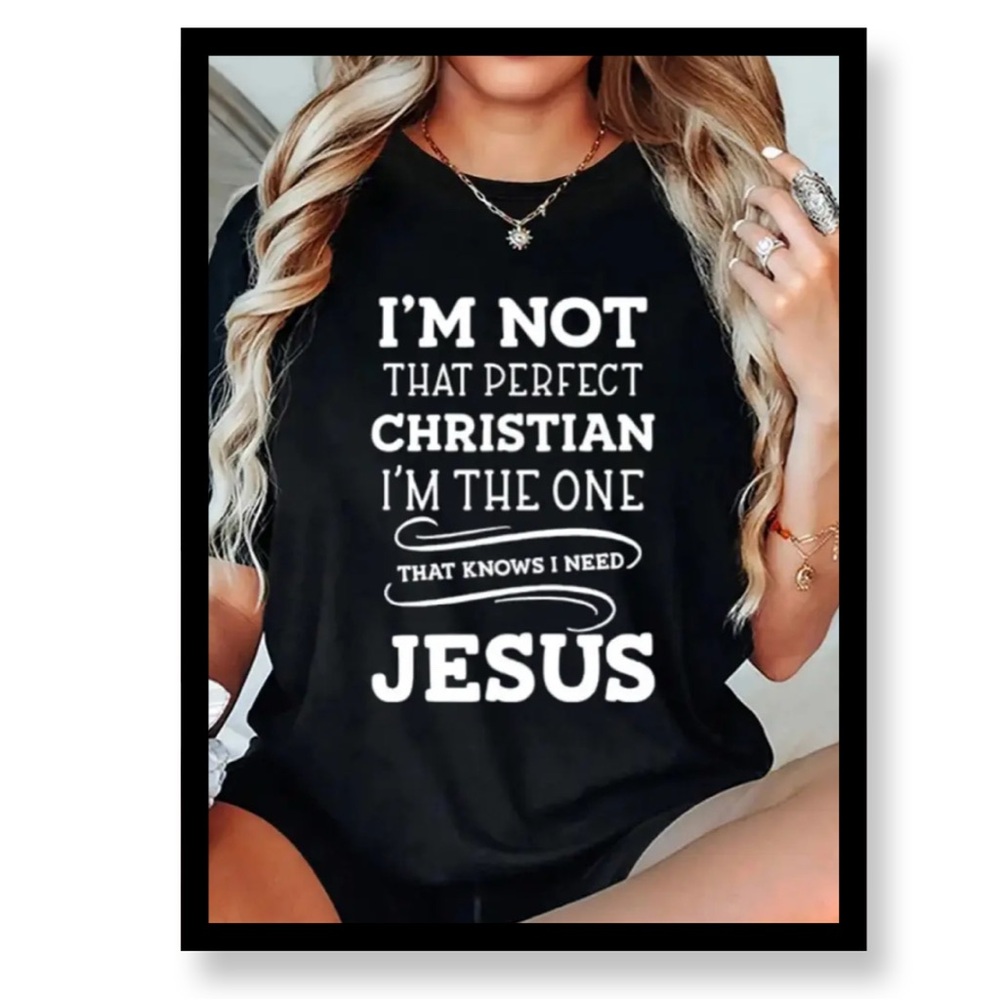 (New in package) Women’s Black Graphic Tee  with Christian Message